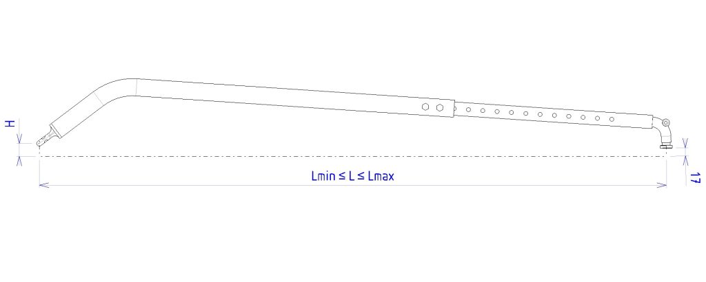 BDR04 Schema - JG1458 ind D - Bras de rappel reglable - L maxi 1,31 m