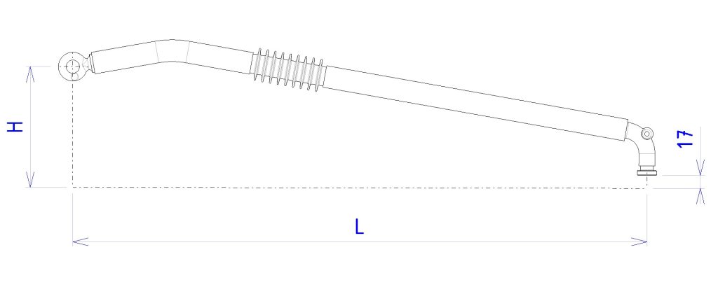 BDR02 Sch‚ma - JG1676IS ind D - Bras de rappel isol‚ coud‚ - L = 0,75 m