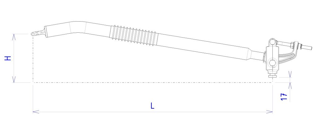 BDR07 Schema - JG3469-101 ind A - Bras de rappel isole coude crosse orientable - L 0.75 m - Anneau horizontal