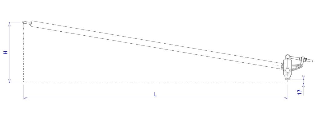 BDR09 Sch‚ma - JG3473-1300 ind B - Bras de rappel droit crosse orientable - L = 1,30 m