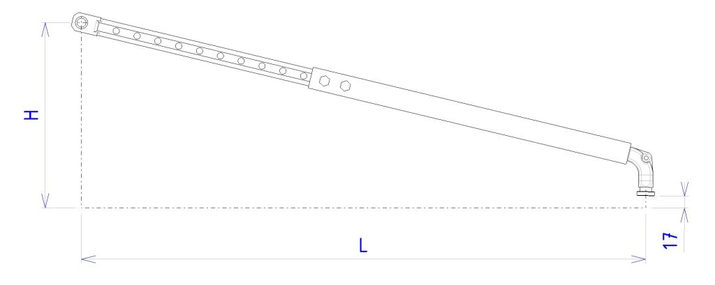 BDR14 Sch‚ma - 204946-101 ind G - Bras de rappel droit r‚glable - 0,50 m - L - 0,79 m - Lmaxi