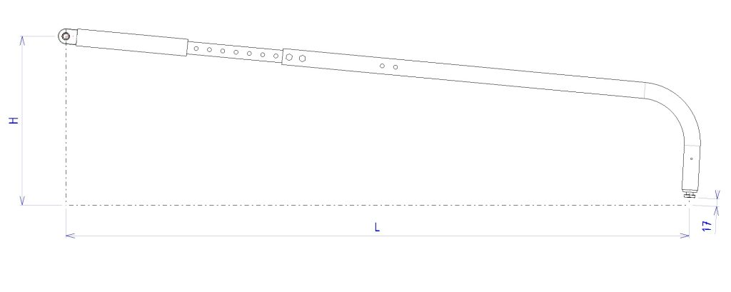 BDR16 Sch‚ma - 203614 ind G - Bras de rappel r‚glable - 0,982 m - L - 1,40 m